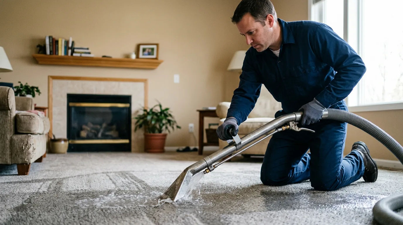 Water damage restoration technician working near Elizabethtown, IL